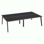 PÔLE DE 4 BUREAUX EDEN ARCHE L 280 CM AVEC GOULOTTE INTÉGRÉE PLATEAU CARBONE PIED ANTHRACITE