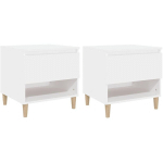 TABLES DE CHEVET 2 PCS BLANC 50X46X50 CM BOIS D’INGÉNIERIE