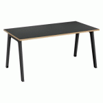 BUREAU DROIT EDEN ARCHE CARBONE CHANT CHÊNE CLAIR L 160 CM AVEC GOULOTTE
