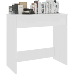 LES TENDANCES - PETITE CONSOLE FIXE AVEC 2 TIROIRS BLANCHE 80X40X75 CM