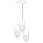 SUSPENSION DESIGN 3 LAMPES SACCADÉ RIJIN D55CM MÉTAL ET VERRE BLANC - BLANC