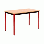 TABLE MODULAIRE DOMINO RECTANGLE - L. 120 X P. 60 CM - PLATEAU HETRE - PIEDS ROUGES