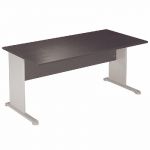 BUREAU DROIT PRONTO TENDANCE - L. 140 X P. 80 CM - PLATEAU NOIR - PIEDS L ALUMINIUM