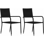 CHAISES DE SALLE À MANGER D'EXTÉRIEUR 2 PCS RÉSINE TRESSÉE NOIR