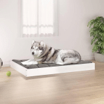 LITZEE - LIT POUR CHIEN BLANC 101,5X74X9 CM BOIS DE PIN SOLIDE