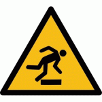 LOT DE 4 - PANNEAU DANGER- ATTENTION AU TRÉBUCHEMENT - W007 - ISO 7010 PVC 2 MM 100 MM