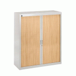 ARMOIRE À RIDEAUX GRIS/HÊTRE DÉMONTABLE BRUNEAU 136 X 120 CM