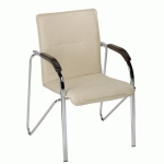 FAUTEUIL ELEGANS IVOIRE AVEC ACCOUDOIRS - SIMILI CUIR