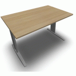 TABLE PIED L AVEC CARTER 120X80 CM GRIS ALU/CHÊNE CLAIR - EOL