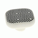 BOUTON CARRÉ EN CÉRAMIQUE - 40 MM X 40 MM - GÉO - NOIR CADAP