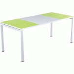 BUREAU EASY OFFICE 180X80CM PIED BLANC PLATEAU BLANC/VERT - PAPERFLOW