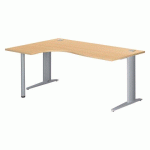 BUREAU COMPACT EXCELLENS L 180 CM HÊTRE RETOUR À GAUCHE PIÉTEMENT MÉTAL PLUS FIXE ALU