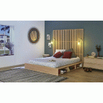 LIT GALION AVEC TÊTE DE LIT HAUTE HOOKER  BOIS NATUREL 140X190 CM