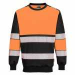 PORTWEST PW376 SWEAT-SHIRT PW3 H-VIS CLASS 1 ORANGE/NOIR - TAILLE L