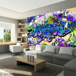 ARTGEIST - PAPIER PEINT THÈME VIOLET GRAFFITI - 150 X 105 CM - MULTICOLORE