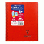 LOT DE 5 - CAHIER RELIURE INTÉGRALE ENVELOPPANTE KOVERBOOK 17X22CM 160 PAGES LIGNÉ + MARGE COUVERTURE POLYPROPYLÈNE TRANSPARENT - ROUGE