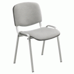 LOT DE 2 - CHAISE CONFÉRENCE CLASSIQUE GRIS CLAIR PIEDS ALUMINIUM