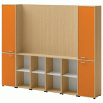 ENSEMBLE MEUBLE TV ET RANGEMENT IVO N°1 CHÊNE/PORTE ORANGE - QUADRIFOGLIO