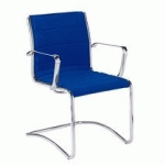 FAUTEUIL VISITEUR SKY RETE TISSU BLEU - DOSSIER H 40 CM