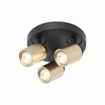 FREELIGHT SPOT POUR PLAFOND RAZZA, NOIR/OR, Ø 28,5 CM, À 3 LAMPES.