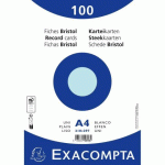 LOT DE 10 - PAQUET 100 FICHES SOUS FILM - BRISTOL UNI NON PERFORÉ 210X297MM - BLEU CIEL