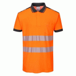 LOT DE 2 - PORTWEST T180 POLO HV PW3 ORANGE/NOIR - TAILLE 4XL