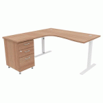 PACK BUREAU+CAISS IDEA ASYM. RET. À GAUCHE 160 CM NOYER/BLANC - QUADRIFOGLIO