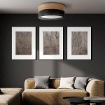 TK LIGHTING PLAFONNIER NICOL, NOIR, ASPECT BOIS, Ø 50 CM, 4 X E27