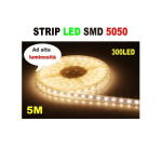 TRADE SHOP TRAESIO - BANDE LED RÉSISTANTE À L'EAU - 5 MÈTRES - SMD5050 BLANC CHAUD - 300 L -1 AMPÈRE -