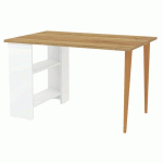 BUREAU ARNO PIED MIXTE 140X80 CM CHÊNE/BLANC/HÊTRE