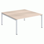 PÔLE 2 BUREAUX DROITS ARKO L 160 X P 168 CM PLATEAUX CHÊNE CLAIR PIÈTEMENT MÉTAL BLANC