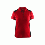 POLO DE TRAVAIL FEMME EN COTON 3390 - ROUGE ET NOIR - XS BLAKLADER