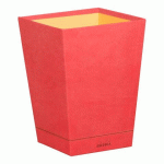 RHODIARAMA CORBEILLE À PAPIER SIMILI CUIR ITALIEN 27X27X32 CM - CORAIL
