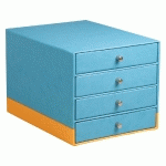 RHODIARAMA TRIEUR 4 TIROIRS SIMILI CUIR ITALIEN 24,8X32,7X22,8 CM - TURQUOISE