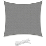 SEKEY - VOILE D'OMBRAGE CARRÉ HDPE AVEC CORDES, GRIS CLAIR 2 × 2M