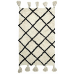 THE HOME DECO FACTORY - TAPIS BERBÈRE POMPONS 50X80 COTON - BLANC