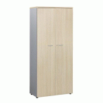 ARMOIRE HAUTE PORTES BATTANTES H 200 X L 90 CM SQUADRA CHÊNE CLAIR