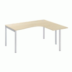 BUREAU COMPACT SQUADRA L 160 X 140 CM RETOUR À DROITE PLATEAU CHÊNE CLAIR PIÉTEMENT ALUMINIUM