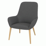 FAUTEUIL CITY DOSSIER MOYEN PIED BOIS ENDUIT PVC GRIS MOYEN - QUADRIFOGLIO