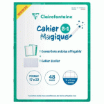 LOT DE 10 - CAHIER MAGIQUE COUVERTURE ARDOISE DOUBLE-FACE EFFAÇABLE PIQUÉ 17X22CM 48 PAGES QUADRILLÉ 10 X 10 + MARGE - VERT ÉMERAUDE