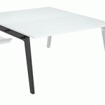 PÔLE 2 BUREAUX SUIVANT BLANC L 140 X 163 CM - EXPRIM - PIÉTEMENT ANTHRACITE