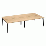 PÔLE DE 4 BUREAUX EDEN ARCHE L 320 CM AVEC GOULOTTE INTÉGRÉE PLATEAU CHÊNE CLAIR PIED ANTHRACITE