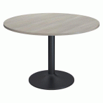 TABLE RONDE EXCELLENS PLATEAU D 120 CM CHÊNE GRIS - 6 PERSONNES - PIED MÉTAL TULIPE ANTRACITE RAL 7016