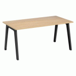 BUREAU DROIT EDEN ARCHE CHÊNE CLAIR L 160 CM AVEC GOULOTTE PIED ANTHRACITE