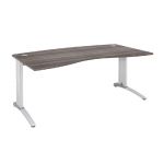 BUREAU  MANAGERCOURBE BIOSPACE 2 - L. 180 X P. 90 CM - PLATEAU 'CÈDRE' - PIEDS L'BLANC' - EMBASES 'BLANCHES'.