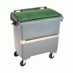 CONTENEUR À DÉCHETS 4 ROUES 660 LITRES EXTÉRIEUR GRIS-JAUNE