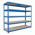 RAYONNAGE MANUTAN RAPID 1 2440X2440X610 5 TABLETTES AGGLO ÉPOXY BLEU