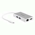 STARTECH.COM USB-C MULTIPORT ADAPTER, USB-C TRAVEL DOCKING STATION WITH 4K HDMI, 60W POWER DELIVERY PASS-THROUGH, GBE, 2PT USB-A 3.0 HUB, PORTABLE MINI USB TYPE-C DOCK FOR LAPTOP, WHITE - PORTABLE USB-C DOCK (DKT30CHPDW) - STATION D'ACCUEIL - USB-C / THUN