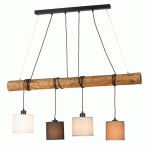 BRITOP SUSPENSION SACHIKO, BARRES BOIS, 4 ABAT-JOUR TISSU