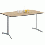 TABLE TAMARIS 140 X 80 PL.CHÊNE NAT./ARGILE PIET.ARGENT - CLEN